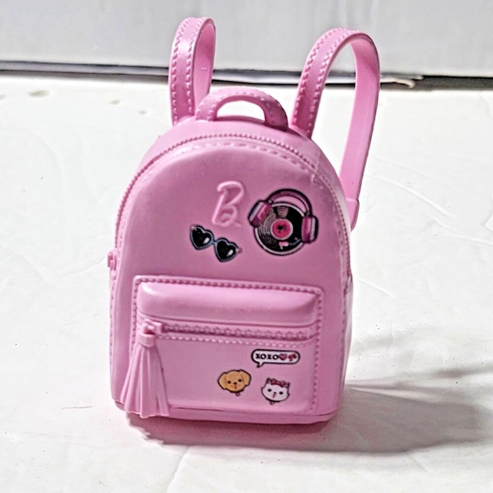 Mattel Barbie‎ Doll Pink Backpack Plastic Toy Accessory 3"